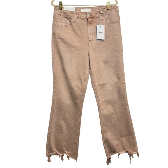 VERVET BY FLYING‎ MONKEY Bella High Rise Flare Jeans Size 31 Raw Hem Mauve Pink - Picture 5 of 12